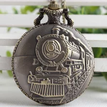 Винтаж модные черные аналоговый римские цифры Дисплей паровозика Томаса резьба карманные часы мужские Для женщин для подарки, Прямая поставка