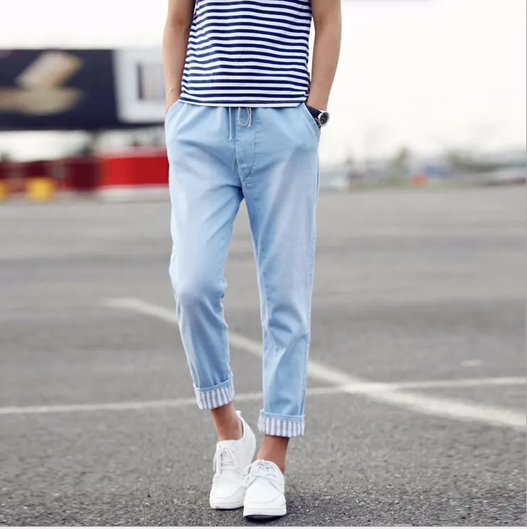 Men Light Blue Sexy Jeans Fashion Summer Style Casual Pants S M L Xl 2xl 3xl Large Size Option Jeans Pants Types Jeans Urbanjean Jackets For Kids Aliexpress