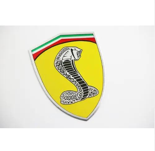 Алюминиевый сплав, логотип Ослика, змея, Шелби, змея, эмблема, окно автомобиля, тело, руль, наклейка для Ferrari Ford Mustang, логотип, наклейка - Название цвета: Серый