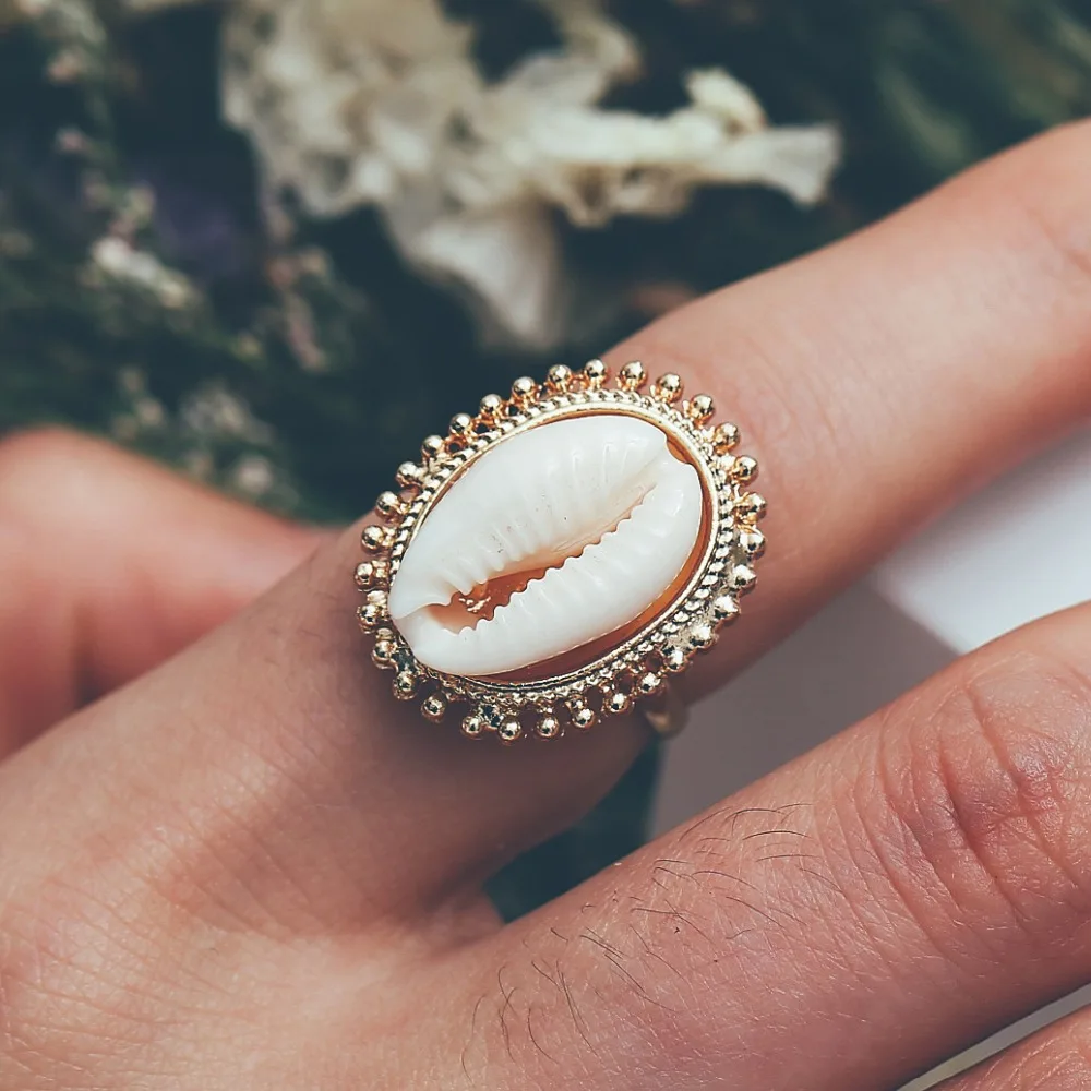 

Rinhoo Bohemian Finger Rings Antique Gold Ocean Shell Rings Women High Quality Summer Beach Daily Jewelry Accessories Wholesale