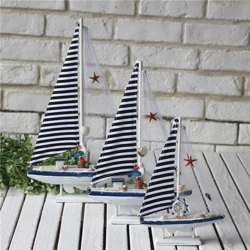 

Mediterranean Style Sailing Ship Model Handicraft Boat Example Home Living Room TV ark Nautical Wood Home Decoration Accessories