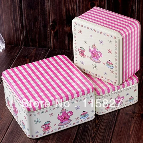 3 шт./компл. металлический корпус квадратной формы чайный набор печатная жестяная