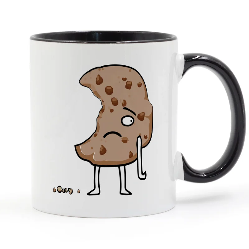 

Hurted Cookie Coffee Mug Ceramic Cup Color Handle Colour Inside Gifts 11oz GA1098