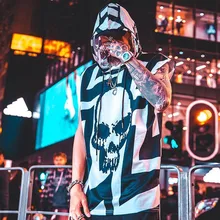 Крутой хип хоп танк плотный облегающий Топ жилет майка для бодибилдинга майка мужская повседневная Летняя уличная топ с капюшоном для мужчин