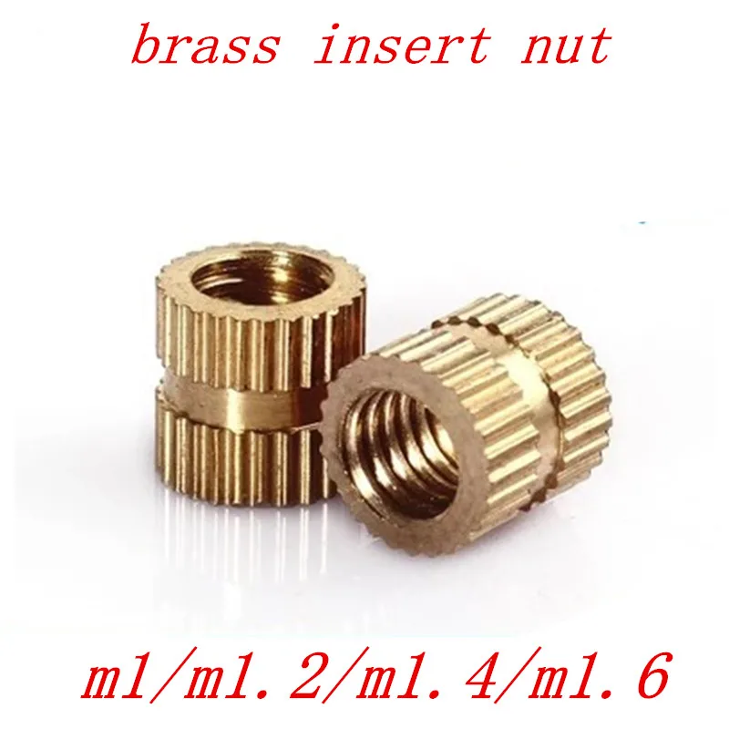100pcs lot M1 M1 2 M1 4 M1 6 Through Thread Brass Insert Nut Knurled 