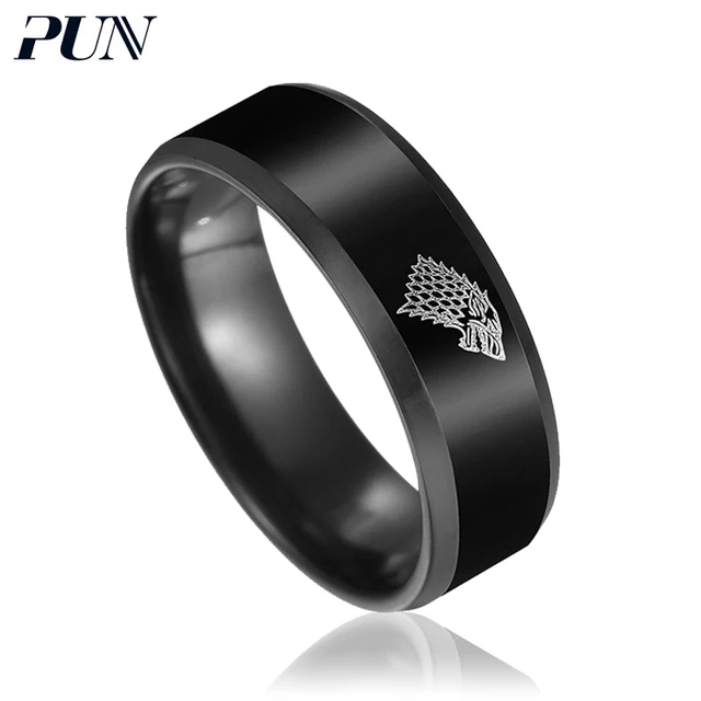 PUN punk wolf finger male mood tungsten vintage ring black knuckles