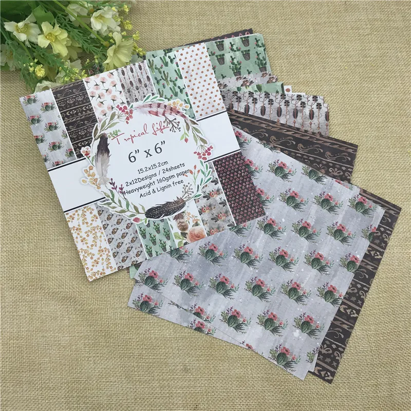 

6"X6" Spring wreath patterned paper Scrapbooking paper pack handmade craft paper craft Background pad