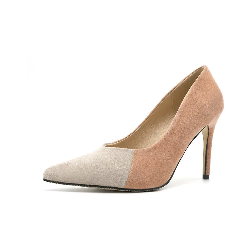 

2019 spring new fashion simple color matching super high heels women suede comfortable wild stiletto pointed casual shoes.