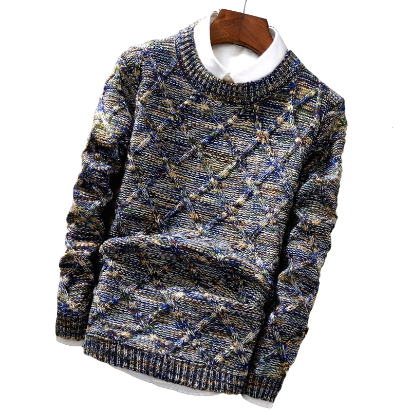 New Fashion Mens Christmas Sweater Casual Slim Fit Male Clothing Long Sleeve Knitted Pullovers Winter Thick Sweater