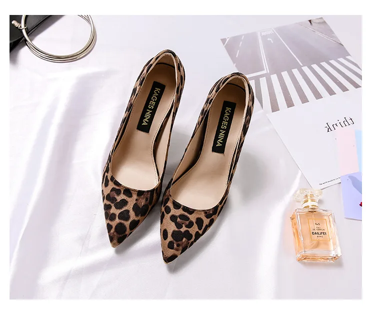 Г. Пикантная женская обувь леопардовой расцветки элегантные туфли для офиса на высоком каблуке 6-10 см, женские Роскошные тонкие туфли с острым носком и принтом V1821