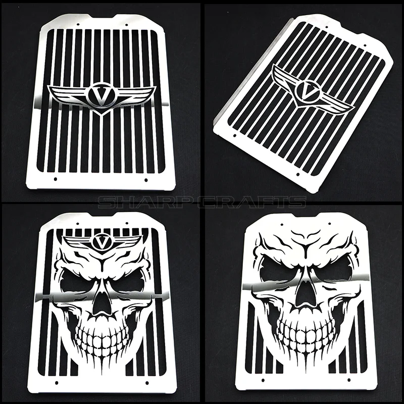 Motorcycle Skull Thicken Inlay Radiator Grill Cover Guard Protector For Kawasaki Vulcan VN1500 VN1600 Mean Streak 2002 - 2008