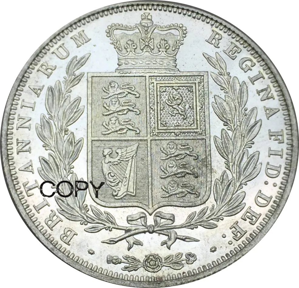 Английская Корона 1/2 короны коллекция 1842 г. серебряная головка с покрытием из