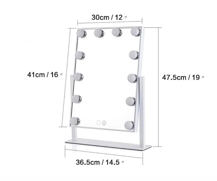 Голливуд монитор со светодиодной подсветкой с 12 светодиодные лампы 360 градусов вращения составляют зеркало WW/NW/CW цвет температура регулируемый