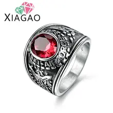 XIAGAO 4 Colors Male Retro Ring Fine Jewelry Size 9-13 Gorgeous Red & Black Titanium Steel Ring For Men Air Focus Punk Ring