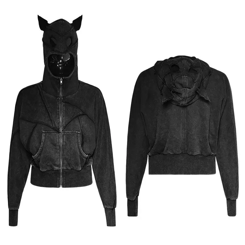 Панк RAVE Новинки для женщин модные панк рок куртка Готический черный Bat Свободная