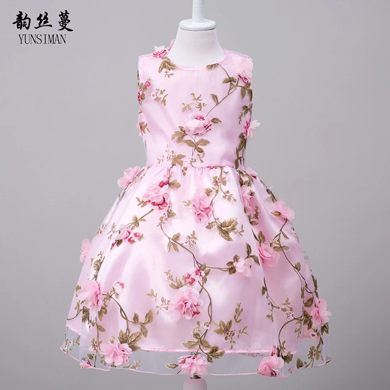 

2019 Kids Girls Dresses for 2 4 6 8 10 to 12 Years New Summer Thin Flower Party Dress for Girls Kids Teens Princess Costume 1C3A