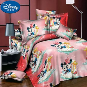 

3D simulation 4Pcs Disney Mickey Mouse Quilt/Duvet Cover Flat Sheet Twin Full Queen King Bed Linen Pillowcases Bedding Set Home