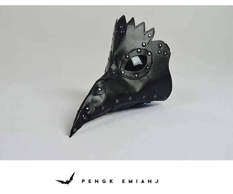 plague doctor mask Beak Doctor Mask Long Nose Cosplay Fancy Mask rivet Gothic Retro Rock Leather Halloween beak Mask (6)