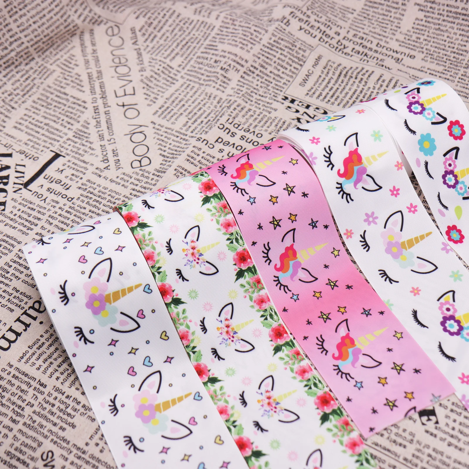 

1Yard 7.5cm Unicorn Printed Rainbow Star Tape DIY Hairbow Material Weeding Gift Wrpping Decorations Sewing Handmade Materials