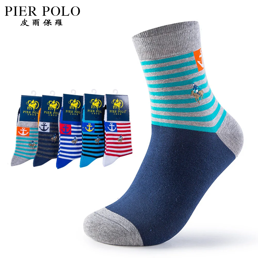 10 Pairs/Lot Colored Striped Men Socks Casual Anchor Design Fashion