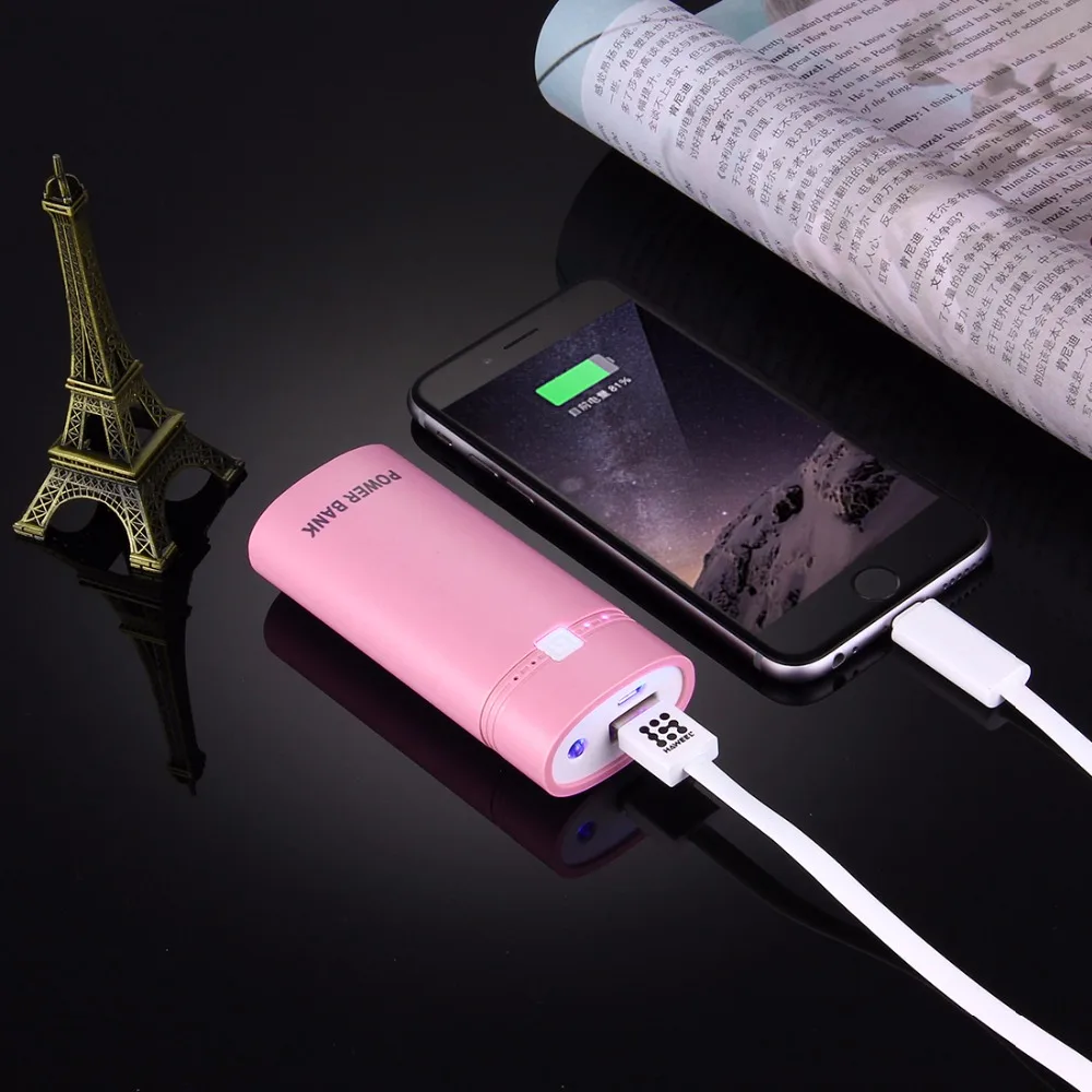 NO Battery DIY powerbank case 2 x 18650 Batteries Portable Power Bank Shell Box USB Output&Indicator Light for iPhone/Samsung