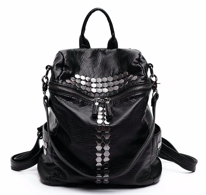 Rdywbu High Quality Star Backpack Wash Water PU Leather Travel Bag Women Leisure Rivets Girl Large Capacity Stud Schoolbag H104