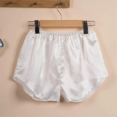 Женские сексуальные шелковые атласные пижамные штаны с эластичной талией, летние Пижамные шорты, женские пижамные штаны, короткие пижамные штаны для сна - Цвет: White