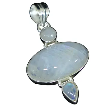 

Lovegem Nature Rainbow Moonstone Pendant 925 Sterling Silver , 44.7 mm, AP4374