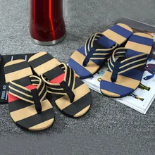 Мужские летние полосатые Вьетнамки; сандалии; мужские шлепанцы; вьетнамки