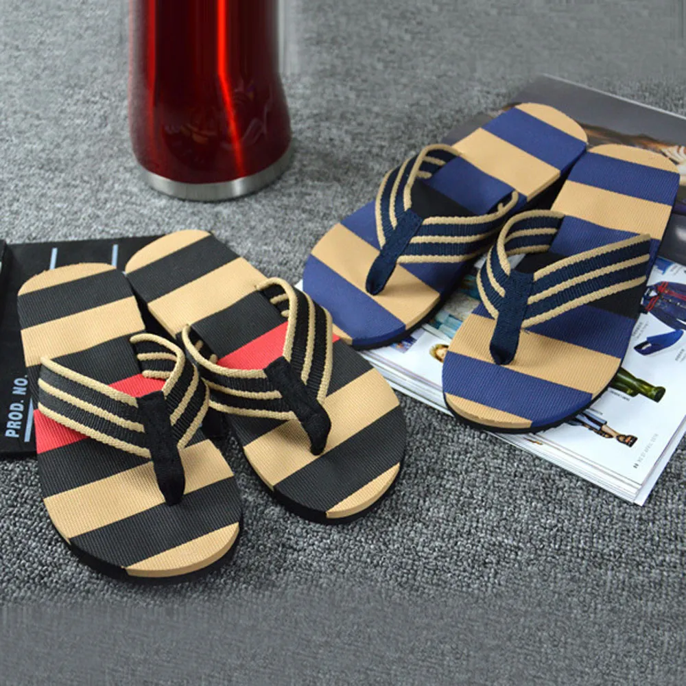 

Men Summer Stripe Flip Flops Shoes Sandals Male Slipper Flip-flops