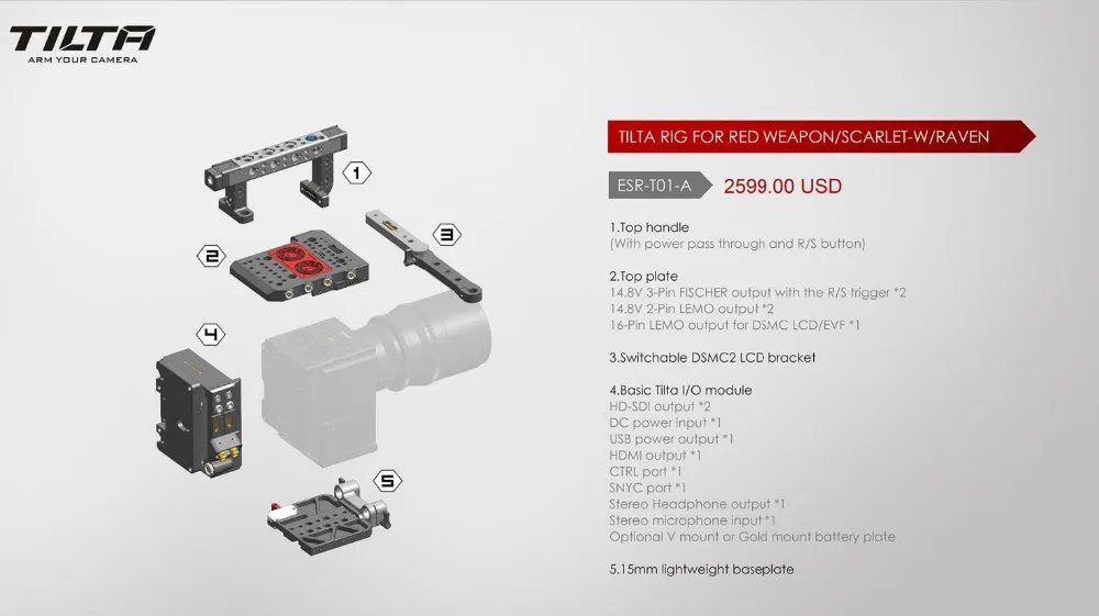 US $2.599.00 TILTA ESRT01A Cage Camera RigRED IO Module For RED WEAPON RAVEN SCARLETW