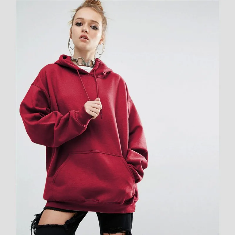Hot Womens Hoodie Pullover Casual Hip Hop Sweatshirts Cotton Oversize Loose Fit Female Tops