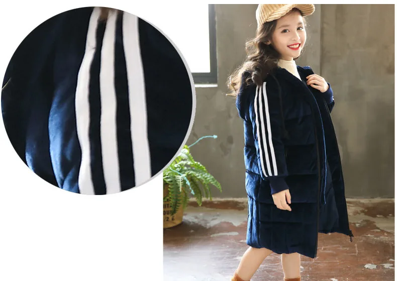 Hot 2018 Winter Cotton Hooded Jackets Teenage Girls Fashion Warm Solid Outwears Coats Kids Thick Long Jacket Children Padded (19)