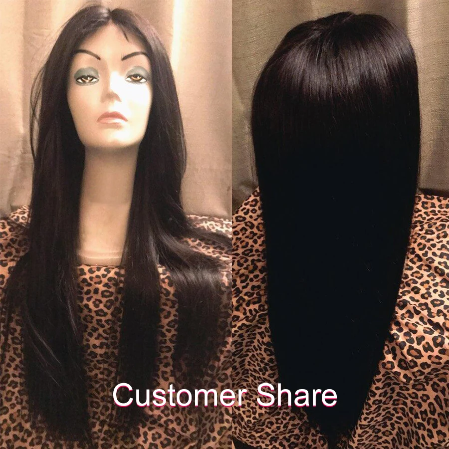 spesifikasi Heran Gadis Tanpa Glueless Tanpa Renda Depan Rambut Manusia Wig untuk WANITA HITAM Digunakan Dipetik Brasil Lurus Lace Wig dengan Bayi Rambut remy Wig