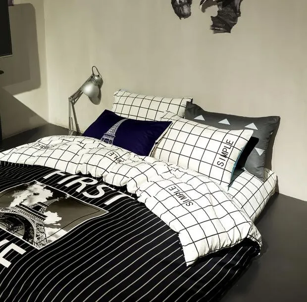 Golive Punk Rock Bedding Set 100 Cotton Queen Size 4pcs Set Plaid