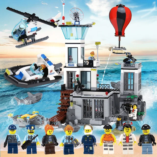 

Lepin 02006 815pcs Building Blocks Compatible legoing 60130 City Series The Prison Island Toys Models building Birthday Gifts