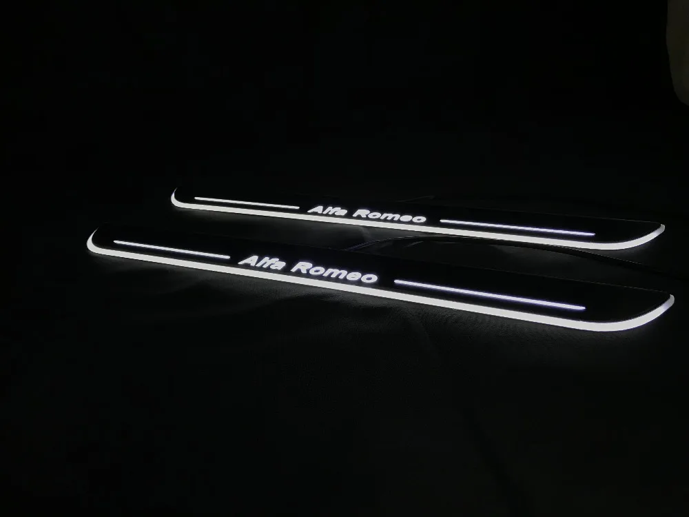 EOsuns светодиодный движущийся дверной Потертость Nerf баров и ходовых досок дверной порог световая пластина накладки для alfa romeo