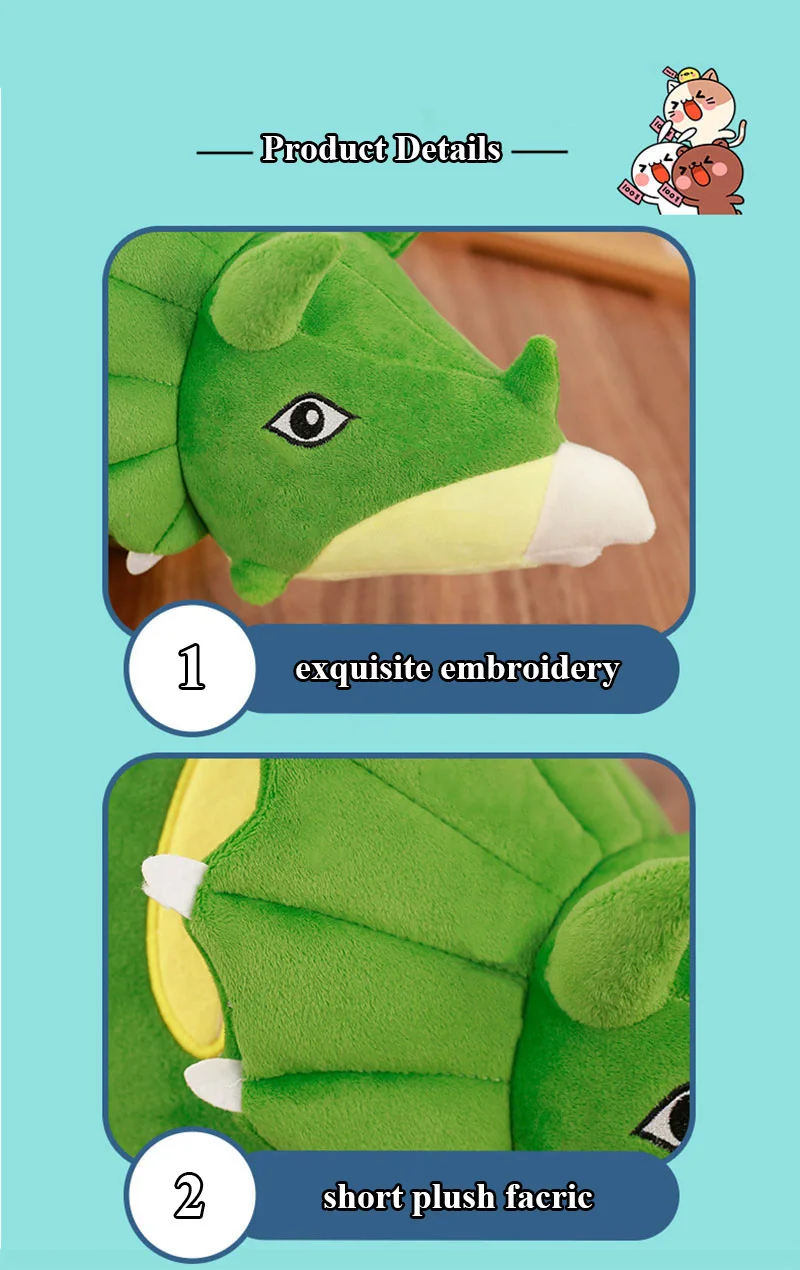 1pc Cute Cartoon Dinosaur Plush Toys Lovely Animals Triceratops Stuffed Toy Dolls for Children Boys Birthday Christmas Gift (16)