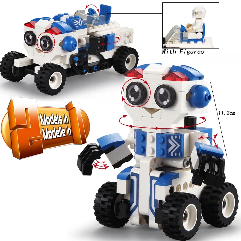 

2IN1 MOC Robot Car Vehicle Truck Technic DIY Building Blocks Bricks Compatible with legoing city Creator Toys for Chlidren Boys