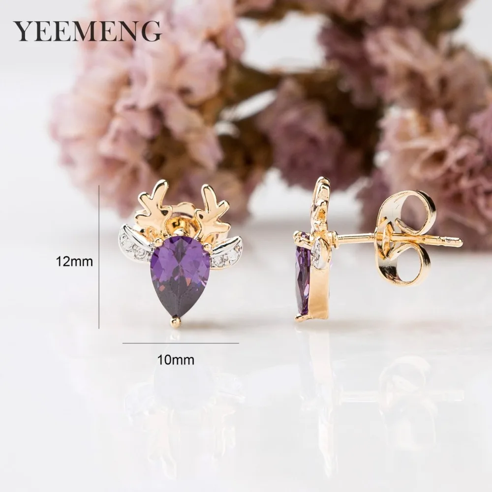 Серьги YEEMENG из розового золота 585 пробы с цирконом для женщин милые элегантные