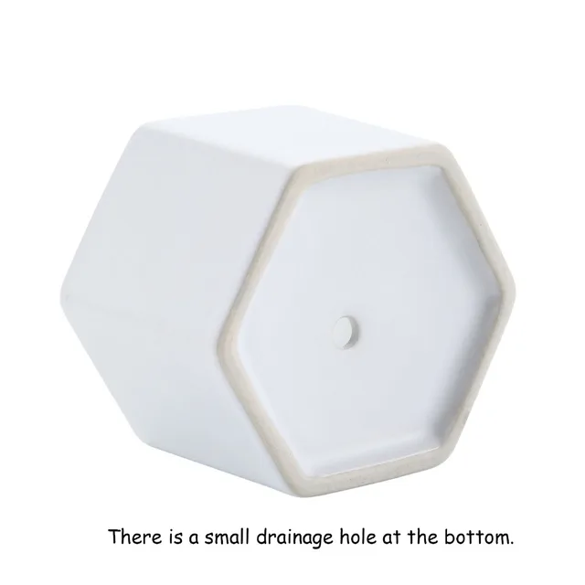 4pcs/set Matt Decorative Hexagon Flowerpot Mini Ceramic Succulent Plant Pots Desktop Flower Pot Bonsai Planter