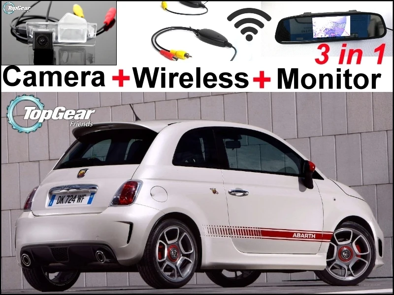Специальная автомобильная камера+ беспроводной сигнал+ зеркальный монитор 3в1 легко DIY система парковки для нового Fiat 500 500C 500 S Abarth 2007