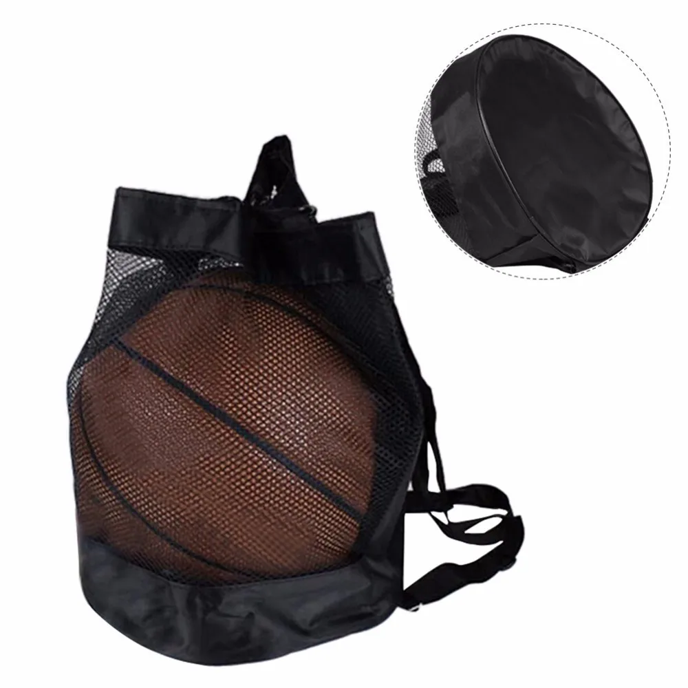 

Basketball Black Mesh Bag Drawstring Basketball Bag Easy Carrying Net Bag Outdoor Basketball Football Sling Pack