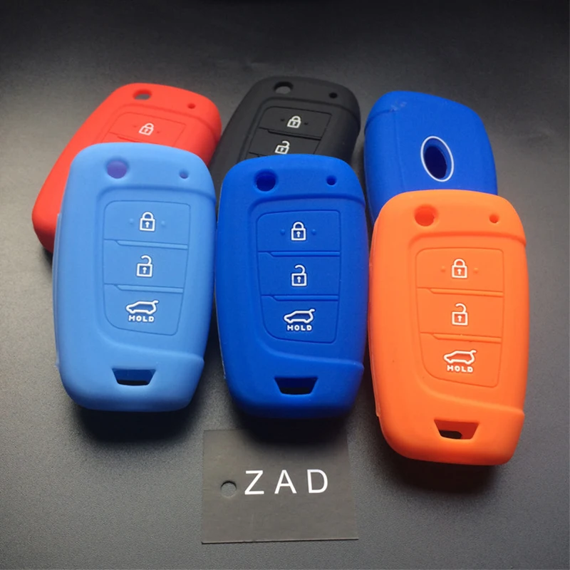 Резиновый чехол ZAD для Hyundai Elantra Solaris 2017 Santa Fe Tucson Verna i35 i40 Genesis F|car key case cover|rubber car