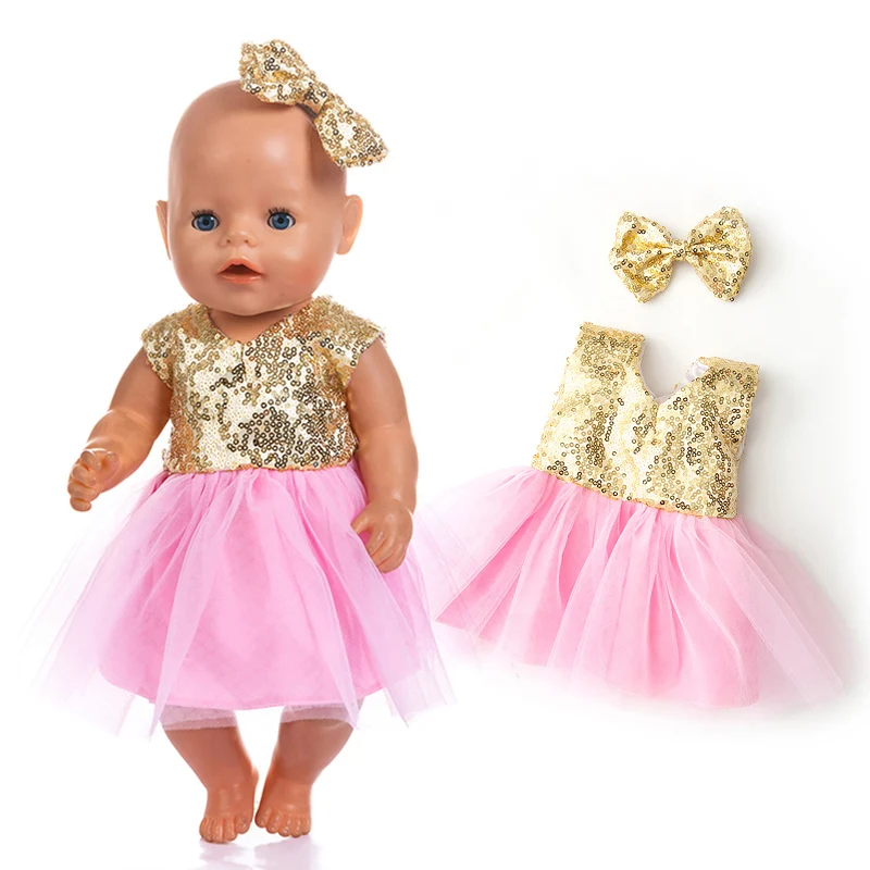 Повязка на голову+ платье, одежда, Размеры: 17 дюймов 43 см для ухода за ребенком для мам, кукольная одежда для новорожденных одежда куклы, платье для малышей на день рождения, фестиваль, подарок
