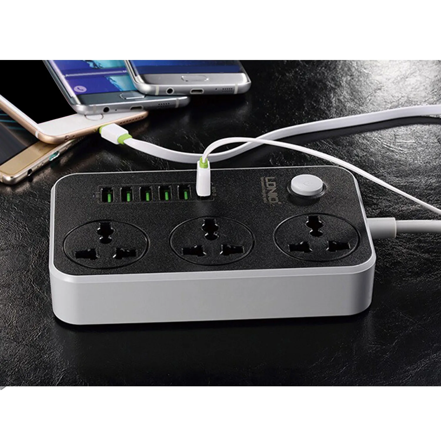 Универсальные удлинители Besegad с 6 USB портами 3 розетки защита от перенапряжения 2 м