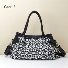 Caerlif 2016 fashion Real 100% Genuine Natural Leather Patchwork Handbags flowers Women Messenger Bag Purse Colorful big totes