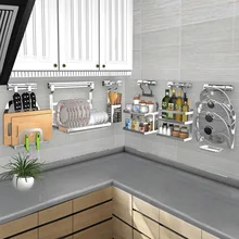 DIY Kitchen Rack Stainless Steel Kitchen Shelf Dish Racks Pan Cover Lid Storage Kitchen Organizer Tools stainless steel 3 tiers kitchen shelf 6 hooks set pot pan hanger deck mount kitchen storage organizer cabinet rack