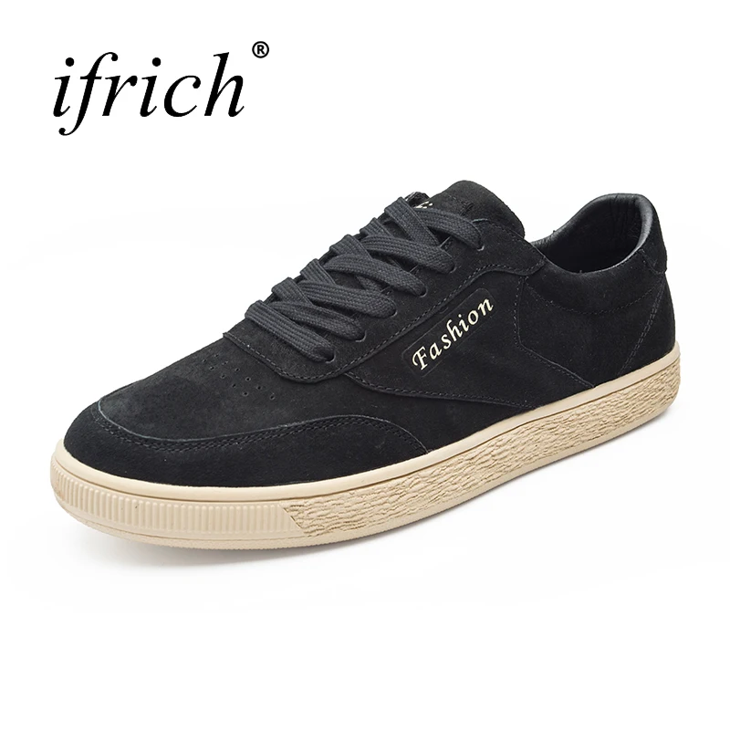 

Spring Summer Leather Fashion Shoes for Men Black Lace Up Male Pig Suede Flat Shoes Comfortable Man Casual Footwears