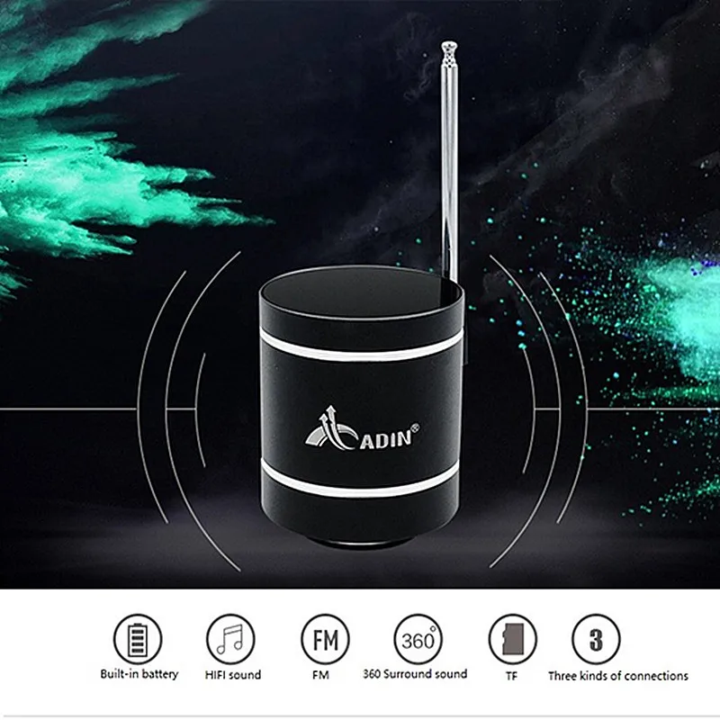 Alto falantes de Graves para o Telefone fm sem Fio de Controle Adin Orador Vibração Bluetooth Speaker Portátil Rádio Remoto 15 w Coluna - Image 5